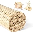 200Pcs Wooden Dowel Rods, 200 x 4 mm Wooden Sticks, Natural Bamboo Dowling Rods, Unfinished Round Balsa Wood Sticks for Craft, Building Model, Art Work, Home Decorations