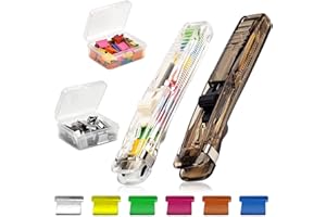 WAVATA 2 pinzatrici a clip, riutilizzabili, mini cucitrice portatile, cucitrice manuale senza cuciture, con 100 punti per la casa, l'ufficio