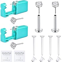 6x Nasenpiercing Set Einweg - Selbststech-Set Mit Krone Steckern 3/4/5mm