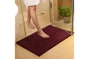 DOTBUY Alfombras de Baño, Chenille Antideslizante Súper Absorbente Suave Cómodo Alfombra de Ducha Alfombra de Baño Alfombra de Baño (40*60cm, Morado Oscuro)