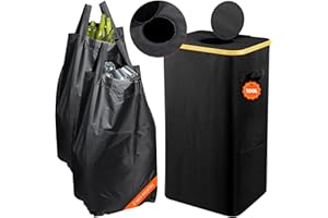 Espekoch 100L Poubelle Pour Conteneur de Bouteilles Consignées, Poubelle Trieur à Déchets Poubelle de Recyclage Poubelle, emballages vides et verre usagé, Collecteur de Bouteilles avec Couvercle,Noir