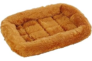 MidWest Homes for Pets - QuietTime XXS-Hundebett - Kunstfell-Randpolster in Zimftfarbe, ultraweich und maschinenwaschbar, für 46 cm große Käfige und Boxen, für kleine Hunde und Katzen