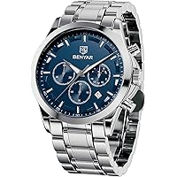 BENYAR Montre Homme Montres Etanche Chronographe Lumineuses Classique Montres Bracelet en Cuir Grand Cadran Date Analogique e