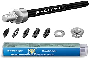 EMTB Axe Enfichable M12 X 1,0/1,5/1,75 160-192 mm, Axe de Roue Arrière Vélo, Axe Enfichable Compatible avec la Plupart des Attelages de Remorque de Vélo, Longueur de Tige Réglable pour