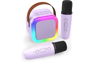 Koolcover Mini Karaoke Machine for Kids Adults, Portable Bluetooth Speaker with 2 Wireless Microphones,Toys Birthday Gifts for Girls Ages 4, 5, 6, 7, 8,9,10,11,12+ Family Home Party (Purple)