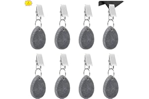 Yuehuabao 8 Pieces Marble Tablecloth Weights, Picnic Table Clips Table Cover Weights Hangers Gray Teardrop Tablecloth Weights with Stainless Steel Clip for Picnic Home Wedding Tables (8x3.5x1cm)
