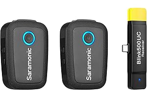 Saramonic B6 EU-BLINK500-B6 Système de Microphone sans Fil Ultra-Compact 2,4 GHz 2 émetteurs 1 récepteur Plug & Play USB-C pour appareils Android Noir