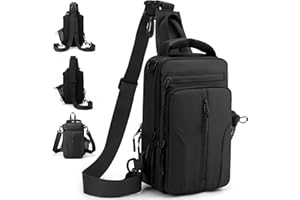 ZIOSINM Bandoleras Hombre,Bolso Hombre Bandolera Impermeable de Nailon, Mochila Pequeña Hombre con Convertible Correa Hombro y Botella Bolsillo