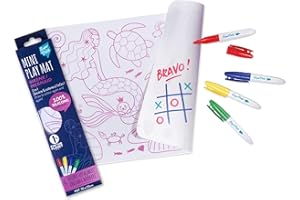 SUPER PETIT - Gioco educativo - Colorazione 2 in 1 sirena - Reversibile - Viene fornito con 4 feltri cancellabili- Facile da pulire - Riutilizzabile - Antibatterico - Da 3 anni - 30 x 20 cm