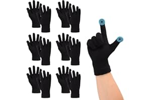 BBXWANG 6 Paar Winterhandschuhe gestrickte magische Touchscreen-Handschuhe Thermo-Fäustlinge schwarze Handschuhe für den Telefongebrauch Outdoor-Aktivitäten, Schwarz , One size