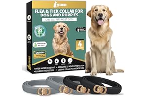 YOTANGO Collares Antiparasitarios para Perros, 32 Meses de Protección, Collar Antipulgas para Perros, 4 Pcs Collar de Pulgas y Garrapatas para Perros de Todos los Tiposs(Negro y Gris)