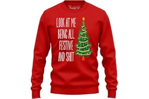 The Shirt Shack Funny Vintage Xmas Look At Me Being All Festive And Tree Sweatshirt - Festive AF! Unisex Printed Design, Perfect for spreading holiday cheer and laughs!