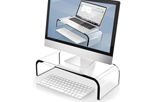 AboveTEK Akrylowy stojak na monitor premium, niestandardowy rozmiar podstawy monitora / stojak na komputer do domowego biura biznesowego z solidną platformą