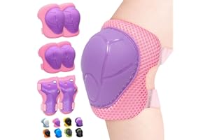 Inkidio Knee Pads for Kids Unicorn Protective Gear Set Knee Pads and Elbow Pads Set with Wrist Guard for Girls Boys Roller Skates Inline Skatings Scooter Cycling Bike Skateboard (Medium, Yellow)