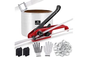 BAOSHISHAN Manuelle Umreifungsgerät Set 13–19 mm Umreifungsset mit Umreifungsband Manuelle Umreifungswerkzeug für (100M Flexible Polyesterfaserbände + 100 Metallschnallen + 20 Faserriemen)