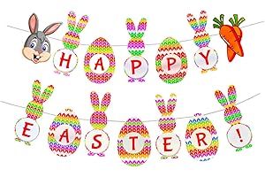 Wowtlmy Easter Banner Easter Decorations Home Happy Easter Bunting Banner Easter Bunny Decorations Easter Bunny Egg Rabbit Carrot Design