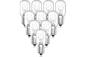 Luxvista 10-Pack 25W E14 Pygmy Bulb Dimmable, 230V T22 SES Oven Bulb 300° Heat Resistant Himalayan Salt Lamp, Microwave Oven Refrigerator Light Bulbs, Incandescent Appliance Light