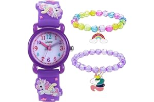 HMJIA Montre Enfant Garcon, Montre Enfant Fille pour 3-12 Ans, Montre Enfant en Silicone/Nylon de Dessin animé, 3ATM, Mouvement à Quartz Japonais