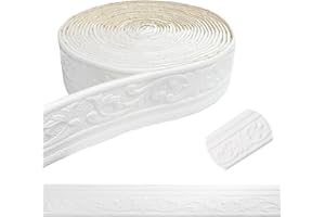 Chingcoo Bordüre Selbstklebend,10m x 8cm x 5 mm Weiß Tapetenbordüre Selbstklebend, Wasserdicht Bordüre 3D, Fliesen Roll Border Trims für Ecken Linien Decken Dekoration (Weiß)