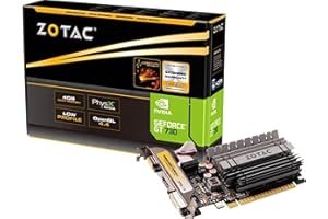 ‎ZOTAC Zotac GeForce GT 730 Zone Grafikkarte (NVIDIA GT 730, 4GB DDR3, 64bit, Base-Takt 902 MHz, 1,6 GHz, DVI, HDMI, VGA, passiv gekühlt)