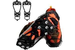 LNJ Spikes Für Schuhe Winter - Steigeisen - Schuhspikes Schuhkrallen - Ice Klampen Steigeisen Mit 8 Edelstahl Spikes - rutschfest Grödel Eisspikes Schneekette Für Klettern Bergsteigen TrekkingA (L)