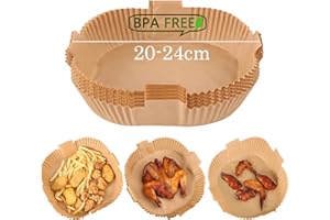 HD HARUDONE Carta Da Forno per Friggitrice ad Aria, 100 Pezzi da 20-24 cm. Antiaderente, Impermeabile e Resistente All'olio. Monouso, Compatibile con Ninja, COSORI, Philips, Princess.