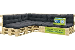 ‎PILLOWS24 Pillows24 – Palettenkissen – 8-teiliges Set | Palettenauflage für Palettensofa | Sitz- und Rückenkissen für Europaletten | Palettenmöbel Indoor & Outdoor, UV-beständig | Made in EU | Graphit