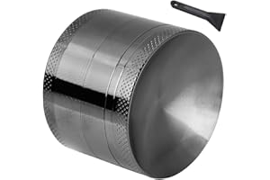 Anpro Grinder, Spezie Macina 4 Pezzi Grinder metallo per Erba con Setaccio per Polline, Coperchio Magnetico e Raschietto per Polline, Grigio