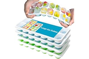 YIYICAS 4PACK Eiswürfelform Silikon, 56-Fach Eiswürfelbehälter mit Deckel, Leicht Zu Lösen, Stapelbar & Bpa-Frei, Babynahrung Ice Tray für Getränke, Obst, Joghurt