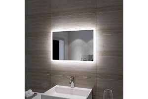 SONNI badrumsspegel med LED-ljus, 45 x 60 cm, kallvit, IP44, energibesparande.