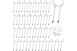 Yauhar 30Pcs 5 Inch Double Arm Peg Board Hooks for 1/4" Pegboard, Metal Gridwall Hanger Utility Hooks with Rubber Protecting Tip for Garage Kitchen Home Retail Display