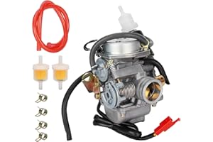 JIAYAN GY6 Vergaser 24mm Vergaser mit Kraftstofffilter und Kraftstoffleitung für 4-Takt GY6 200cc ATV Go Karts Scooter Mopeds