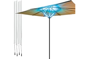 LUME 1 Lume1 Lot de 4 lampes de parasol avec télécommande, lampes pour jardin, 4 LED blanc chaud, 2700 K pour un éclairage agréable, batterie incluse