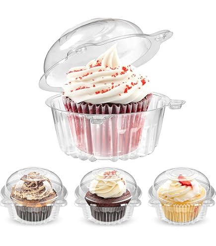 Garneck Lot De 5 Boîtes à Cupcakes Individuelles Avec Fenêtre - Pour Petits Muffins Et Biscuits - Blanc