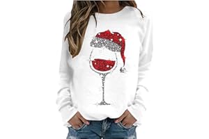 Gezqieunk Christmas Jumpers for Women Uk Glitter Xmas Printed Sweatshirt Long Sleeve Crewneck Sweaters Winter Oversized Pullover Novelty Funny Graphic Tops