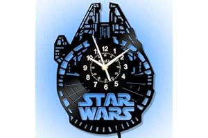 KINGLIVE Luke Decor Vinyl Uhr, Star Clock Krieg Sci-Fi Filme Thema 12 Zoll LED Nachtlicht Zimmer Dekoration 7 Farben Dekoration Wanduhr, leuchtende Geschenke für Filmliebhaber, Geburtstagsgeschenk