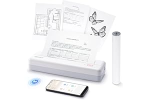 iDPRT MT890 Mobiler Drucker, Thermodrucker A4 Kompatibel mit Android und iOS, Bluetooth Tragbarer Drucker Nur Thermopapier für Reisen, Hause, Lernen, Büro, Schule -Weiß