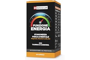DL DEFENSE LAB FUNZIONE ENERGIA, Integratori Stanchezza Fisica e Mentale con Magnesio Bisglicinato, Carnitina, Taurina, Vitamine e Acido Folico. Contrasta Stress e Affaticamento. Integratore Energia Made in Italy