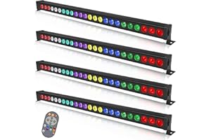 RTKTOUP Barra Luminosa Wallwasher, 24x3W RGBW LED per Palcoscenico Luci di Lavaggio Bar dmx512 Controllo DJ Illuminazione di Scena per Interni Discoteca Festa Chiesa Compleanno Bar Matrimonio(4 PCS)