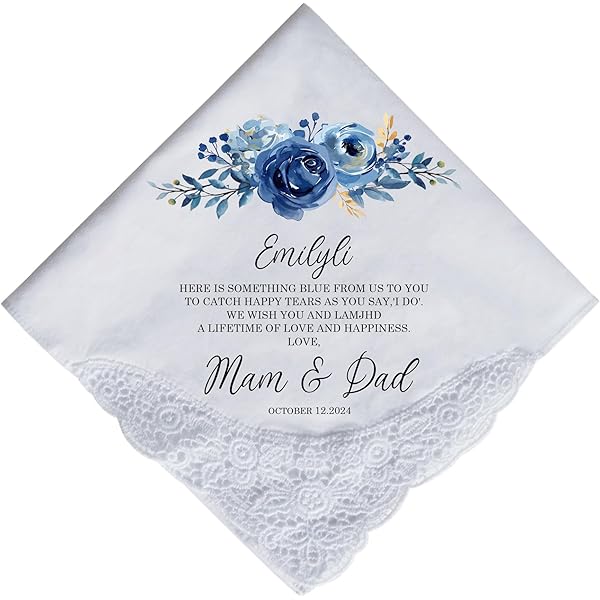 Something Blue For Bride - Bridal Handkerchief - Wedding Tradition