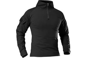 ‎WISEONUS Taktische Combat Shirt Slim Fit Baumwollhemd Outdoor Paintball Airsoft T-Shirt mit Ellbogenschutz für Schießen Jagd CS Game