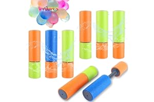 Aottom Pack of 8 Children's Water Pistols, Foam Water Pistols, 15.5 cm Set with 100 Water Bomb Balloons, Spray Gun, Water Colourful for Boys and Girls, Party, Beach, Pool Toy