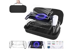 Gopiiphon PlayStation Portal Case 5 in 1 Ps Portal Case Portable Hard Shell Accessories Bundle for PlayStation Portal with 2 Screen Protector,Clear Protective Case and 2 Sticker for Ps5 Portal
