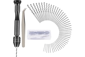 PEYSAITR Precision Pin Vise Hand Drill Bits, Black Mini Pin Vise with 10 PCS Steel Twist Drill Bits (0.3-3mm), Micro Twist Drill Bits, Mini Hand Drill Tool for Delicate Manual Work, DIY Drilling, Wood