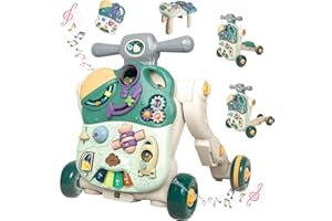 Elfew 5 in 1primi Passi Spingibile, Primi Passi Per Bambini, Girello Per Bambini 6-18 Mesi, Giocattolo Educativo Con Musica E Suoni, Centro Attività Prima Infanzia Girello Neonato 6-12 Mesi