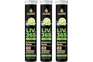 Auric Liver Detox effervescent 60 Tablets Supports Overall Wellbeing and Normal Body Functions | Made with Premium Herbal extracts | Drop - Fizz - Drink