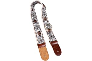 GERNIE Ukulelengurt, Verstellbarer Ukulelen-Schultergurt aus Nylon und Leder, Bestickte Ukulelengurte mit Einem Lederriemenverschluss, Geeignet für Alle Ukulelengrößen (Stil 1)