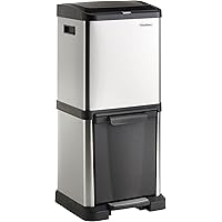 Poubelle De Cuisine 60L Double Compartiment - Acier Inox - 2x30L, Ouverture à Pédale, Fermeture Douce