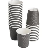 CUPTOYOU 25 adet siyah &ccedil;ift duvarlı kahve bardağı 8 oz, k&uuml;&ccedil;&uuml;k kağıt &ccedil;ay bardakları 250 ml, soğuk ve sıcak i&ccedil;ecekler, Waffle S