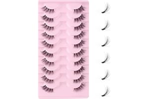 Oreola Half Lashes Natural Look Wispy Cat Eye Lashes 10 pares de pestañas postizas de banda transparente transparente 3/4 Demi Wispies Pestañas reutilizables 3D Faux Mink Lashes